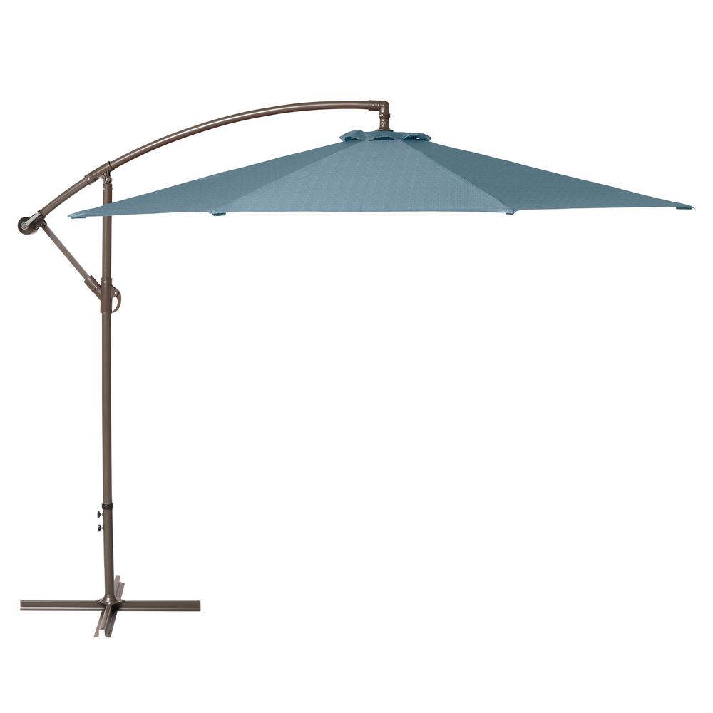 Island Umbrella Santorini Ii 10 Ft Square Cantilever Patio Umbrella In Black Sunbrella Acrylic Nu6070 The Home Depot