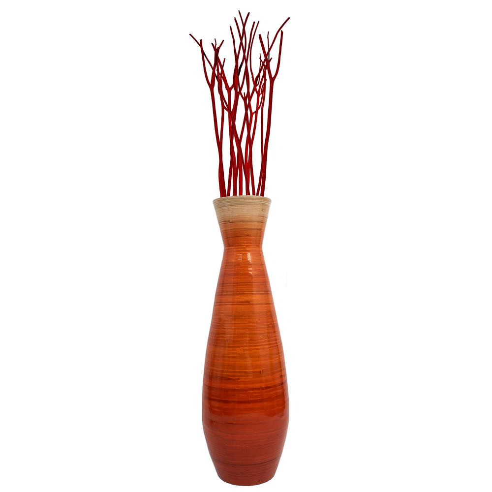Uniquewise 31.5 in. Glossy Orange Tall Bamboo Floor VaseQI003242.L