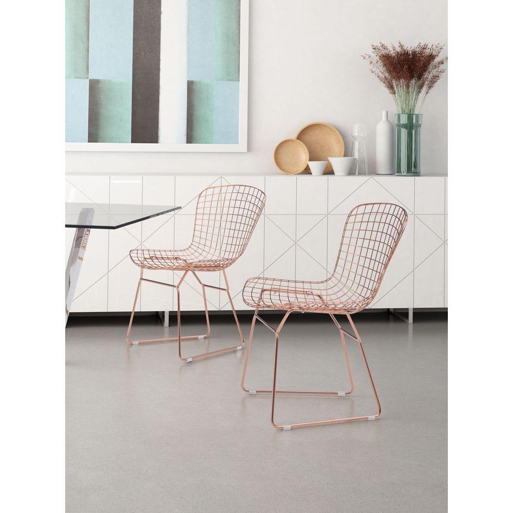 ZUO Rose Gold Steel Wire Dining Chair (Set of 2)100361 The Home Depot