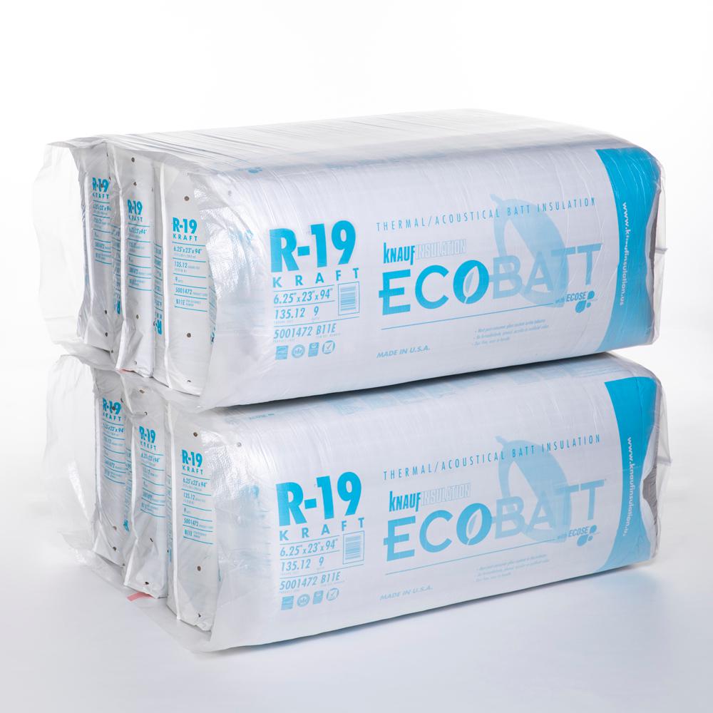 Knauf Insulation R-19 EcoBatt Kraft Faced Fiberglass Insulation Batt 23 ...