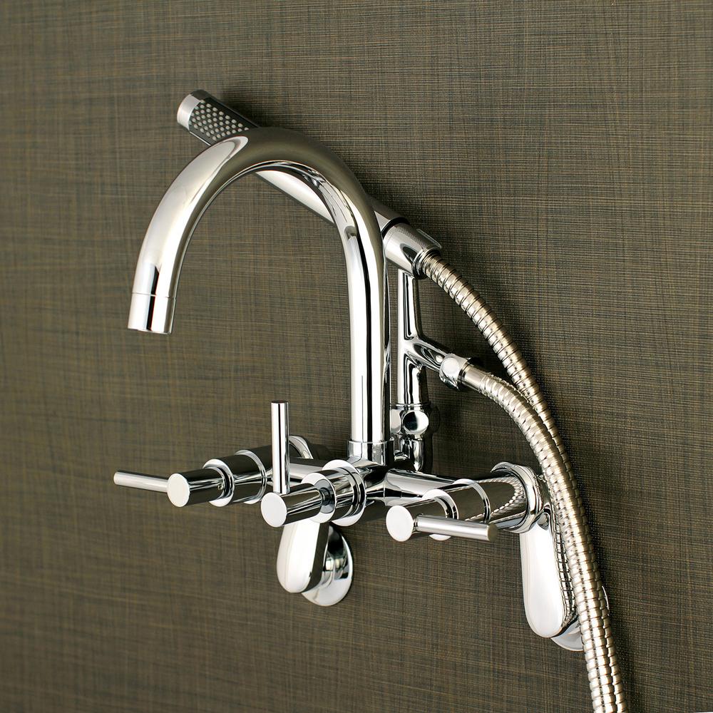 Kingston Brass Modern Gooseneck 3 Handle Wall Mount Claw Foot Tub Faucet With Handshower In Chrome Hae8151dl The Home Depot - Wall Mount Gooseneck Faucet Kingston Brass Modern Gooseneck 3 Handle Wall Mount Claw Foot Tub Faucet With Handshower In Chrome Hae8151dl The Home Depot - Wall Mount Gooseneck Faucet