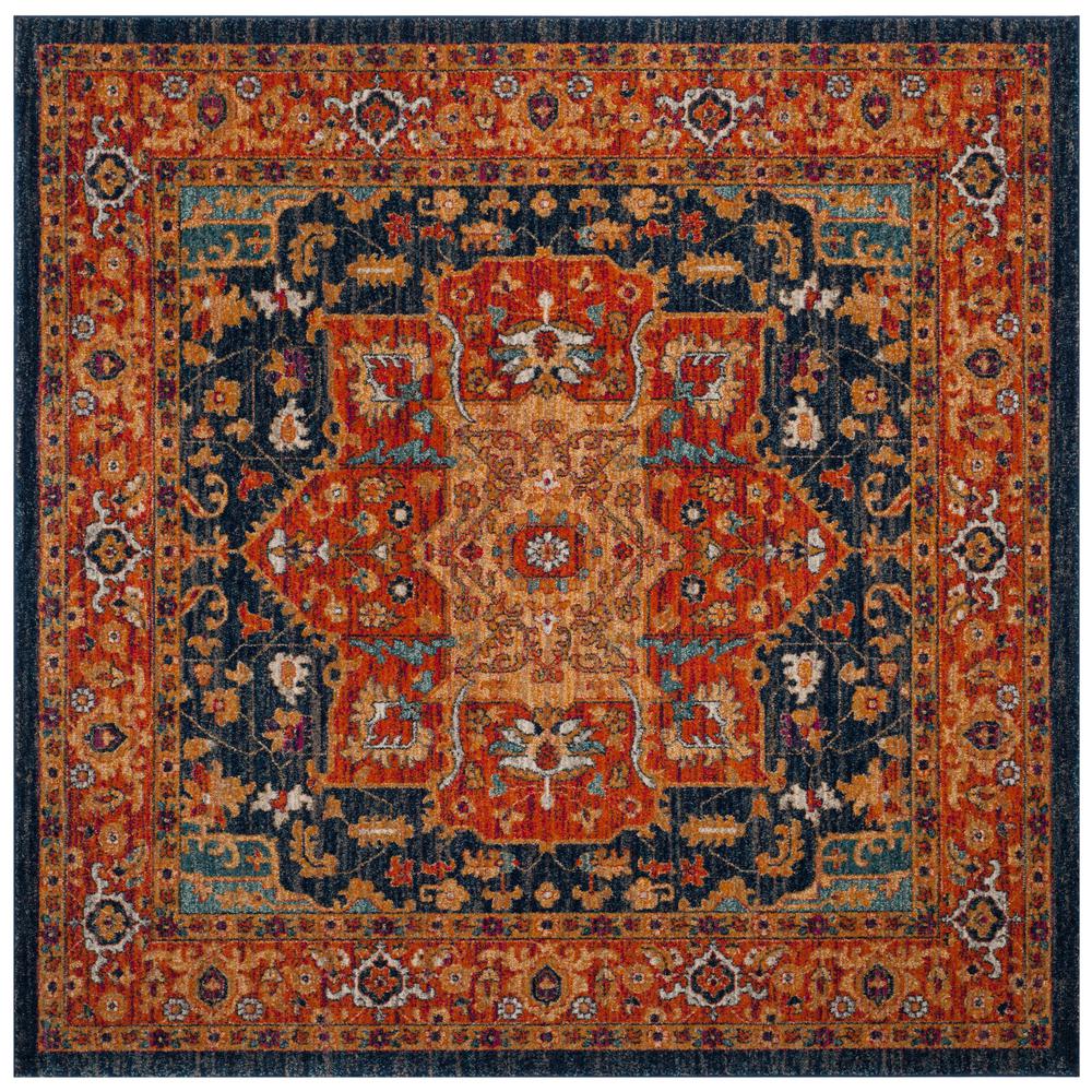 Safavieh Evoke Blue Orange 7 Ft X Square Area Rug