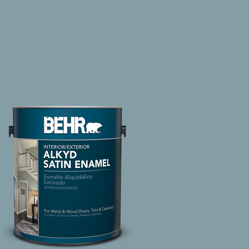 Aqua Gray Paint Colors The Home Depot Bnc 18 Aqua Gray Satin Enamel Alkyd Interior Exterior Paint