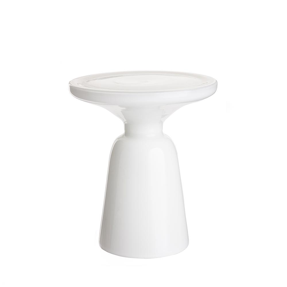 Venezia White Glass Side Table
