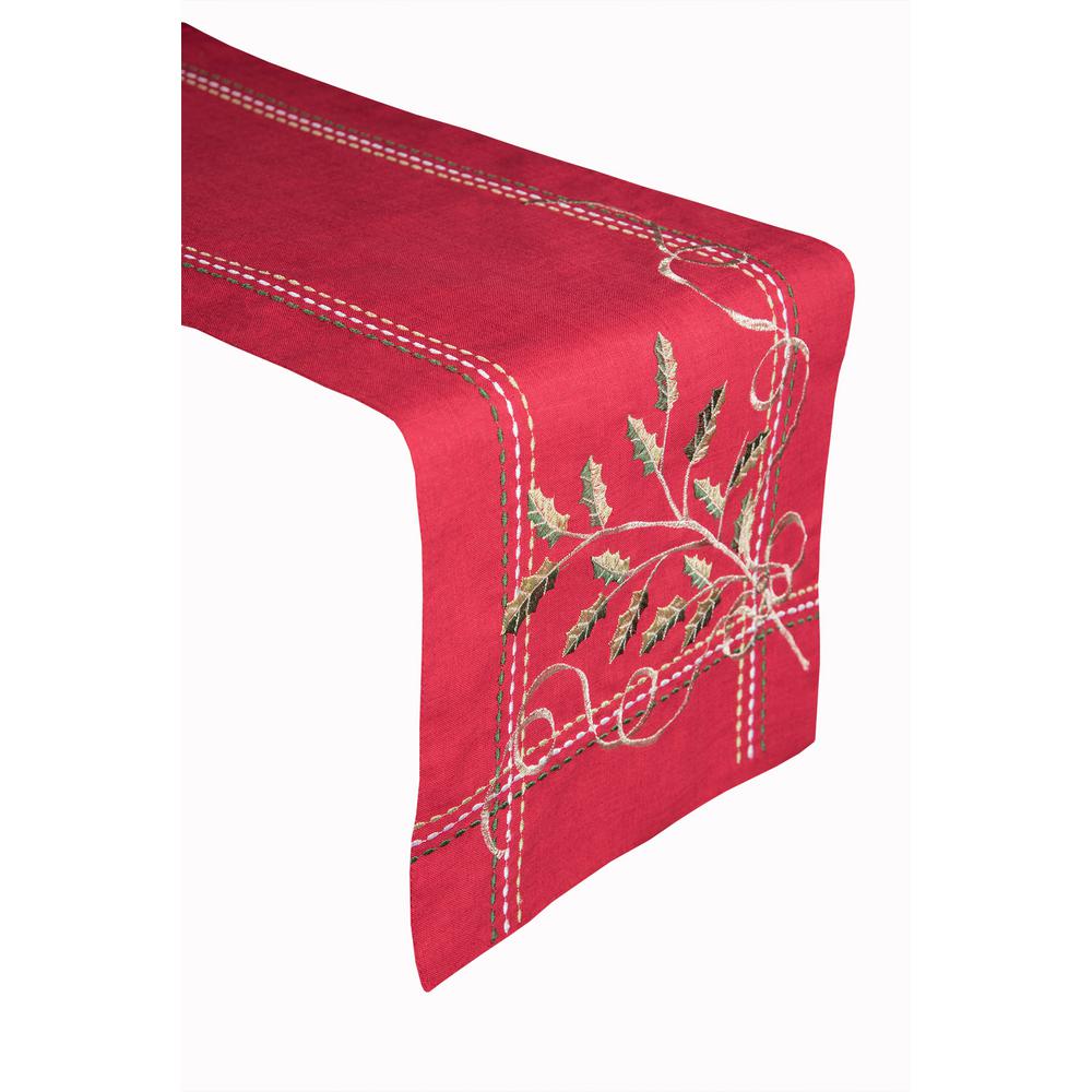 Lintex Holly Tidings 100 Polyester Table Runner 446191 The Home Depot Holly Tidings 100 Polyester Table Runner