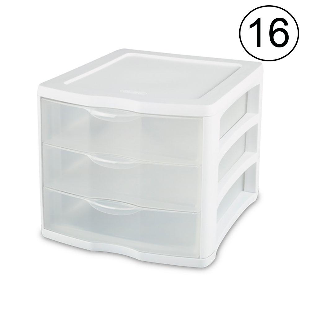 Sterilite Compact Portable 3 Storage Drawer Organizer Cabinet 16