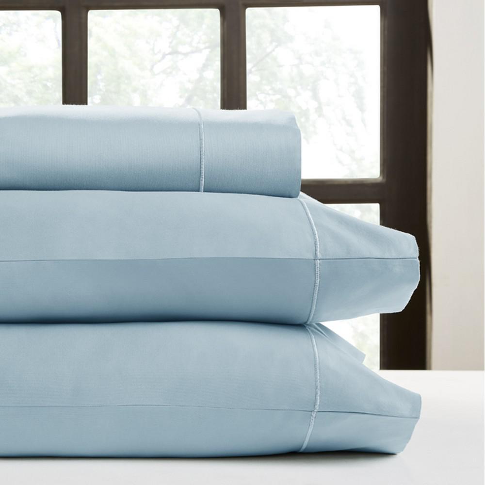 PERTHSHIRE 4-Piece Aqua Solid 620 Thread Count Cotton California King Sheet Set, Blue was $285.99 now $114.39 (60.0% off)