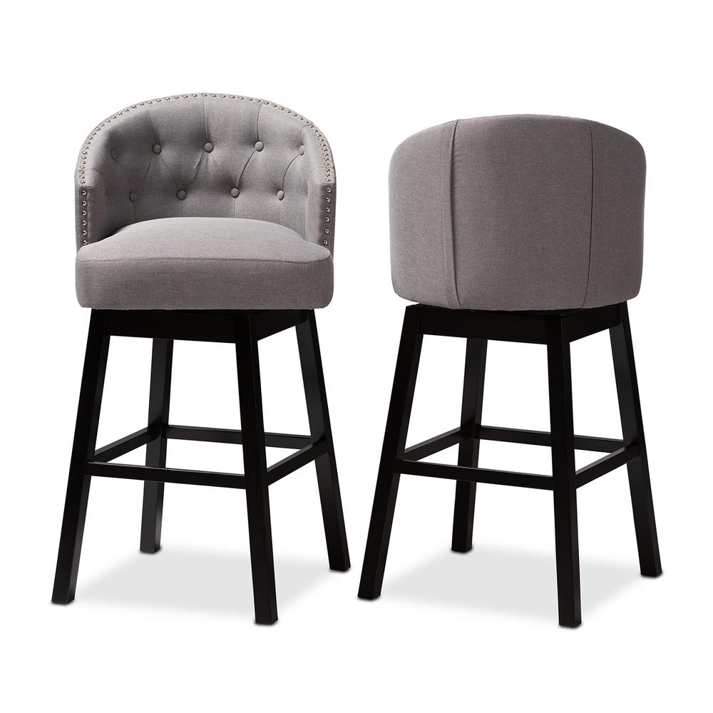 Baxton Studio Theron 42 in. Gray and Espresso Bar Stool (Set of 2)152