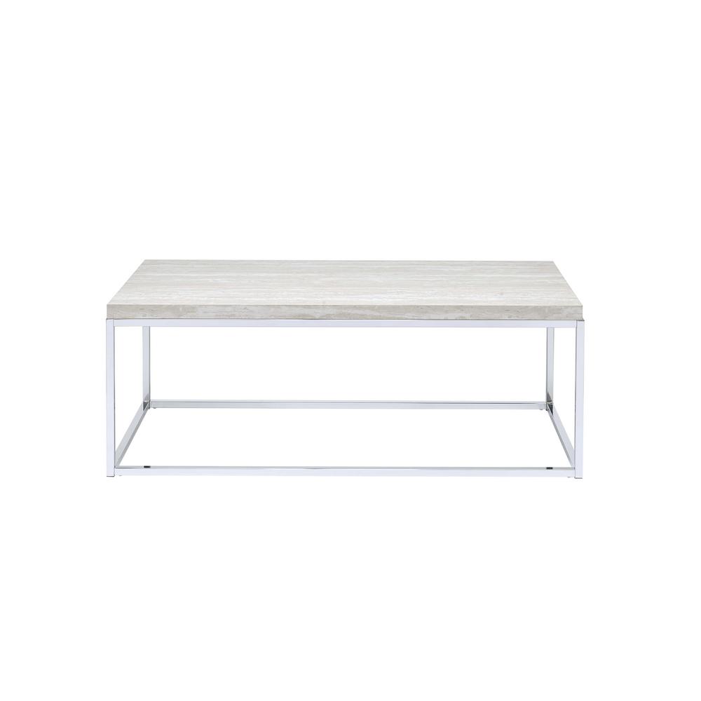 Acme Furniture Snyder Whitewashed And Chrome Coffee Table 84625 The Home Depot