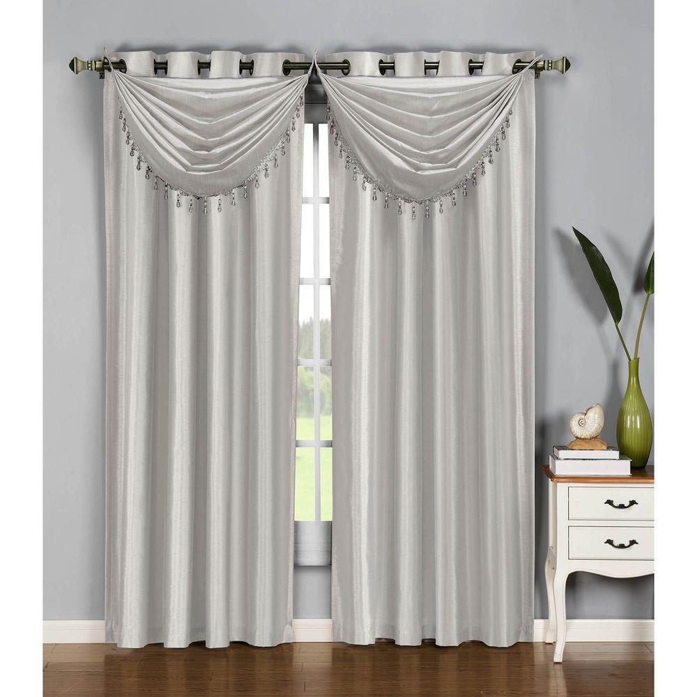 Window Elements Semi-Opaque Jane Faux Silk 54 in. W x 84 in. L Grommet ...