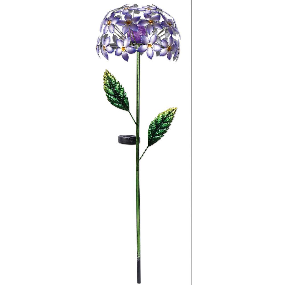 Yards Beyond Solar Powered Led Mosaic Glass Globe Garden Stake Set Solar Purple Hydrangea Stake