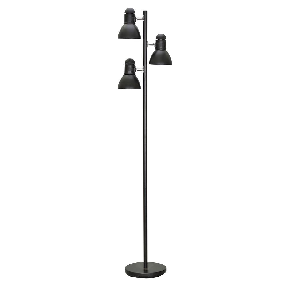 Hampton Bay 64 5 In Black Track Tree Floor Lamp With 3 White