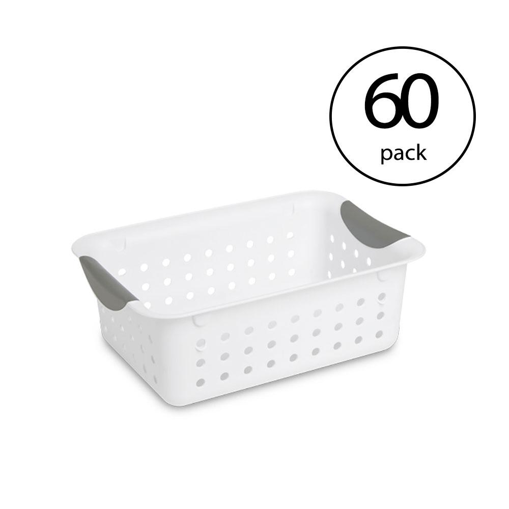 Sterilite Small Ultra Plastic Storage Bin Organizer Basket, White (60