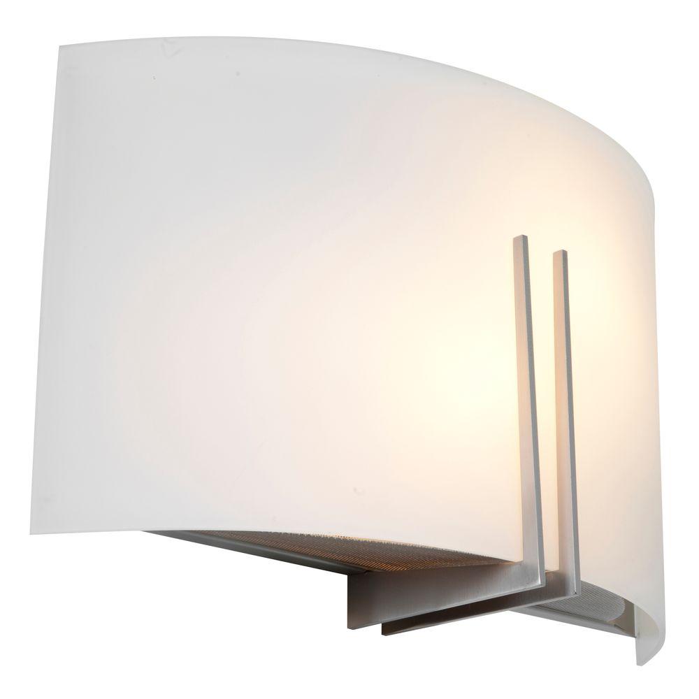 Access Lighting G 1 Light Brushed Steel Led Wall Fixture With Access Lighting G 1 Light Brushed Steel Led Wall Fixture With White Gl Shade