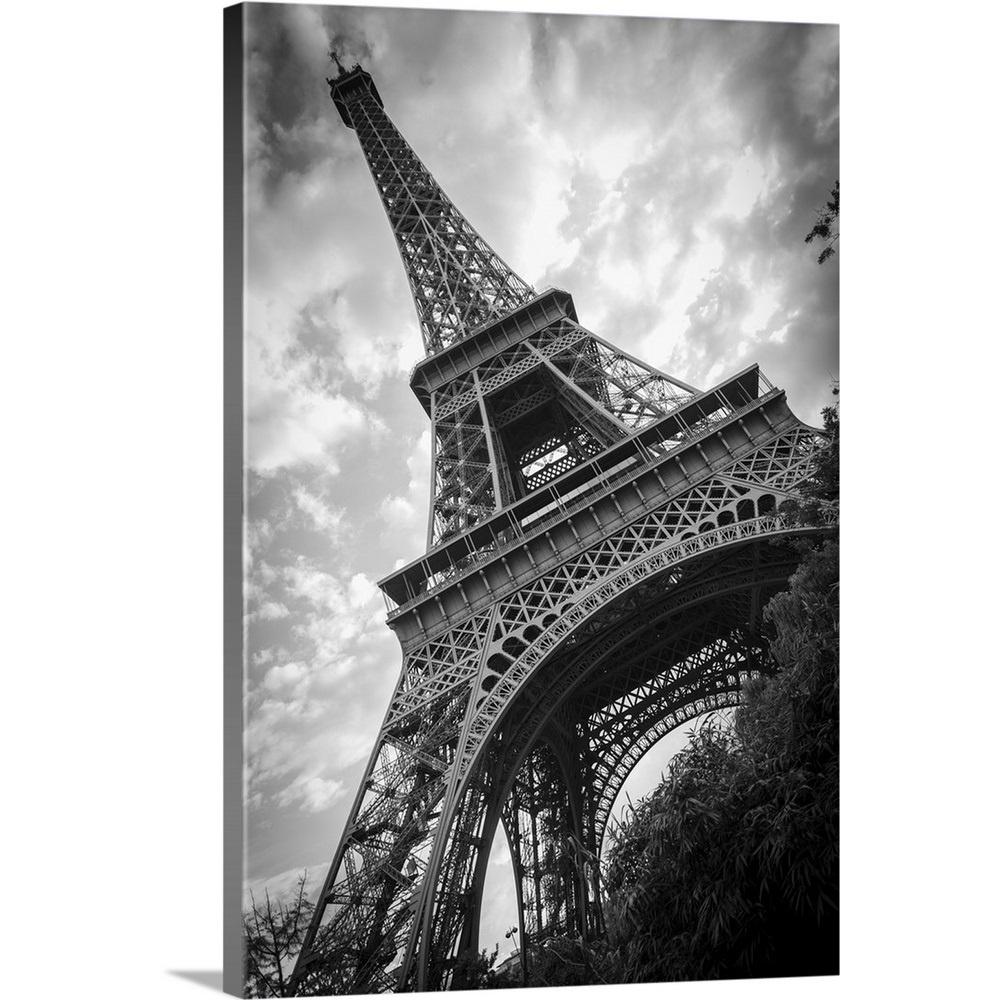 Black And White Eiffel Tower By Circle Capture Canvas Wall Art