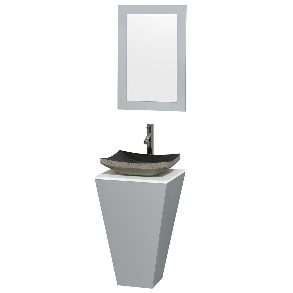 Wyndham Collection Esprit 20 In W X D Vanity Gray With Solid Surface Top White Black Basin And Mirror
