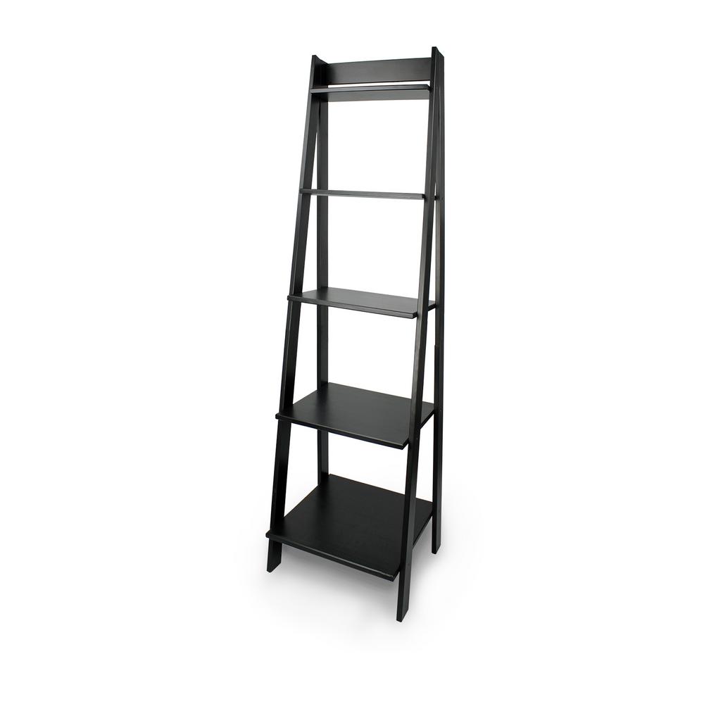 Adeptus Split 5 Shelf Ladder Unit Black 95078 The Home Depot