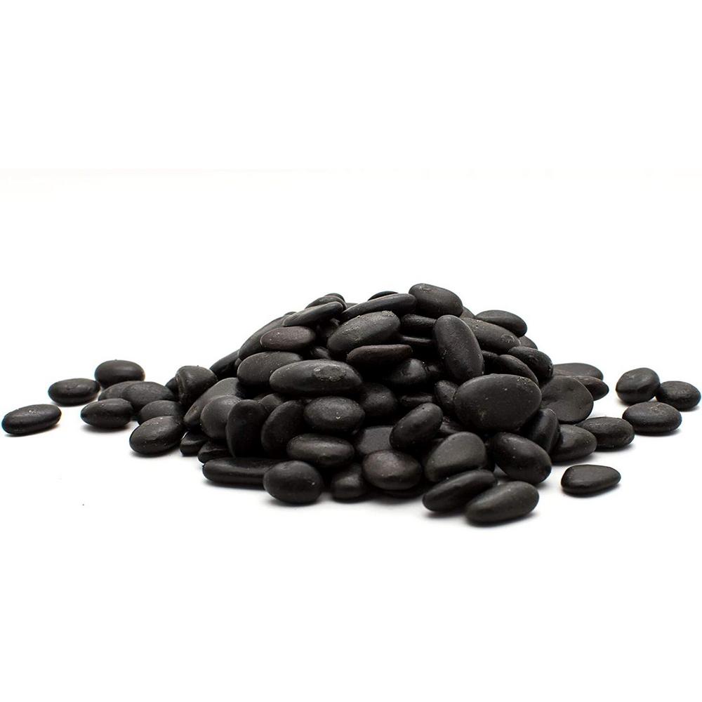 black polished pebbles bulk bag