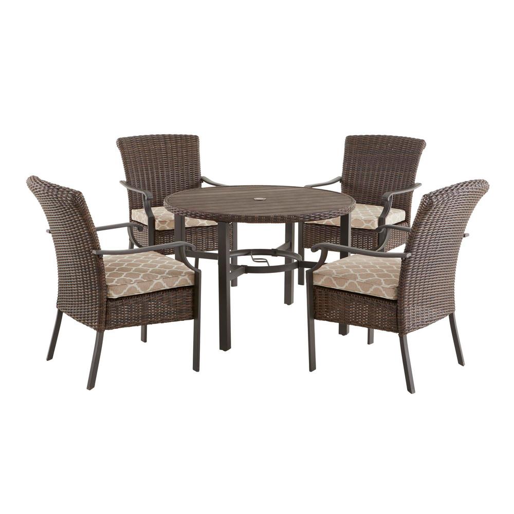 Hampton Bay Harper Creek 5Piece Brown Steel Outdoor Patio Dining Set