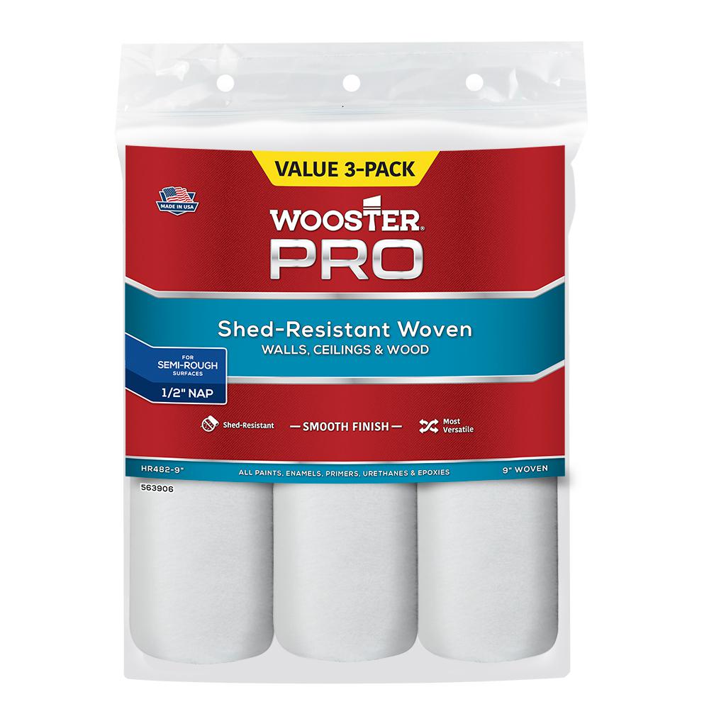 Wooster 9 in. x 1/2 in. HighDensity Pro Woven Roller Cover (3Pack)0HR4820090 The Home Depot