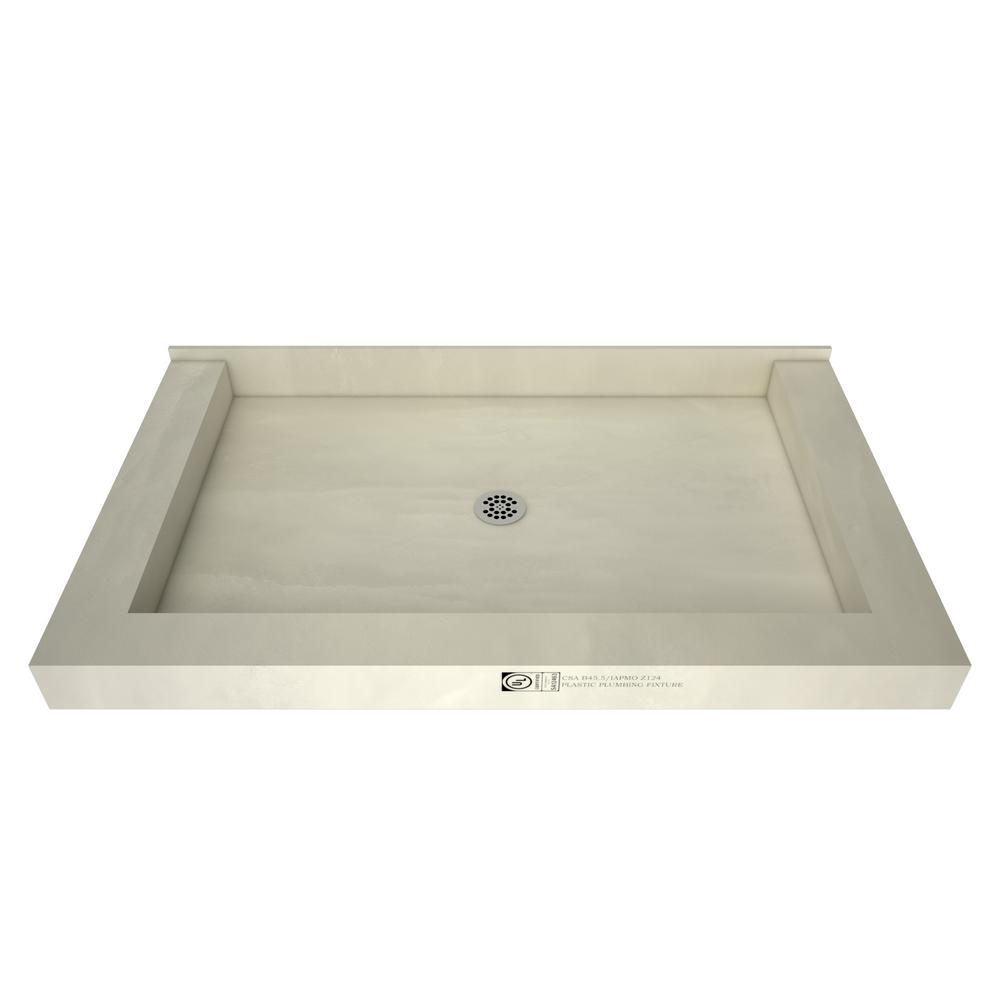 Tile Redi Redi Base 42 in. x 48 in. Triple Threshold Shower Base with Center Drain and Polished Chrome Drain Plate