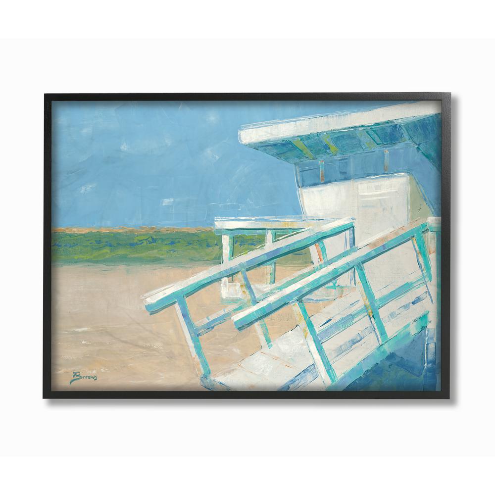 Multi-Color The Stupell Home Decor Blue and Green Bright Painterly Florals Framed Giclee Texturized Art 16 x 20