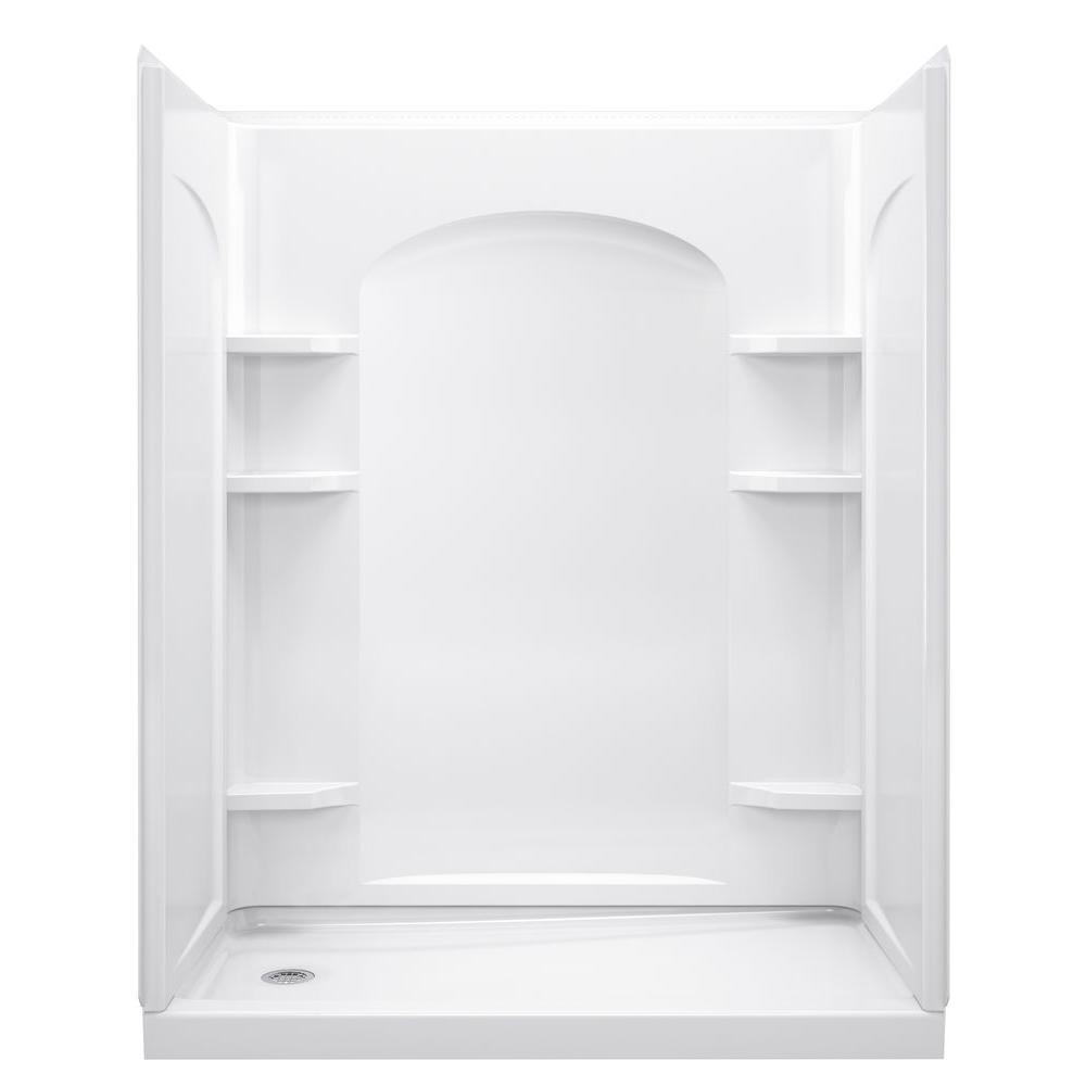 STERLING Ensemble 32 in. x 60 in. x 74-1/2 in. Shower Kit with Left-Hand Drain in White-72180110 