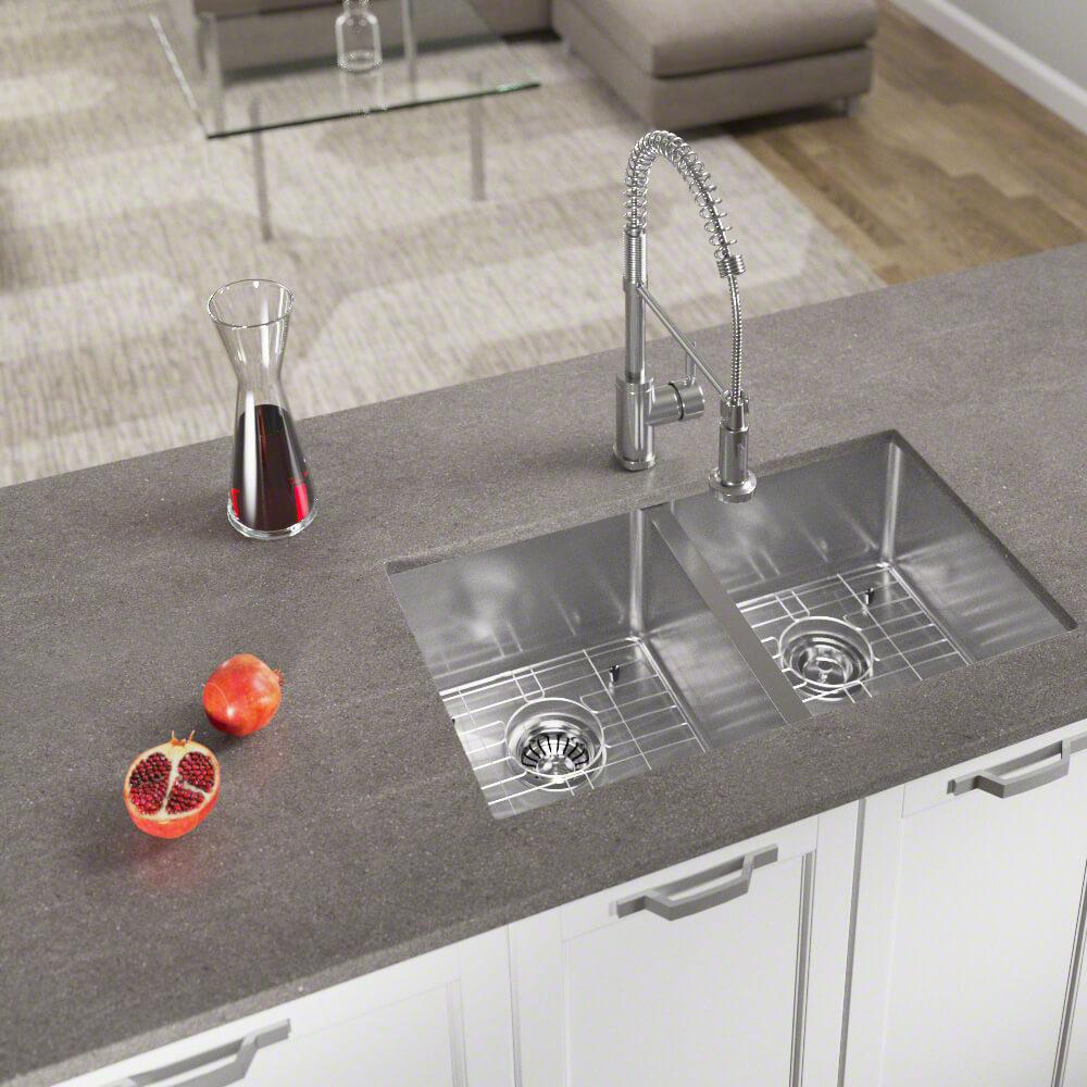 MR Direct All In One Undermount Stainless Steel 31 In Double Bowl   Brushed Satin Mr Direct Undermount Kitchen Sinks 3120d 14 Ens 64 1000 