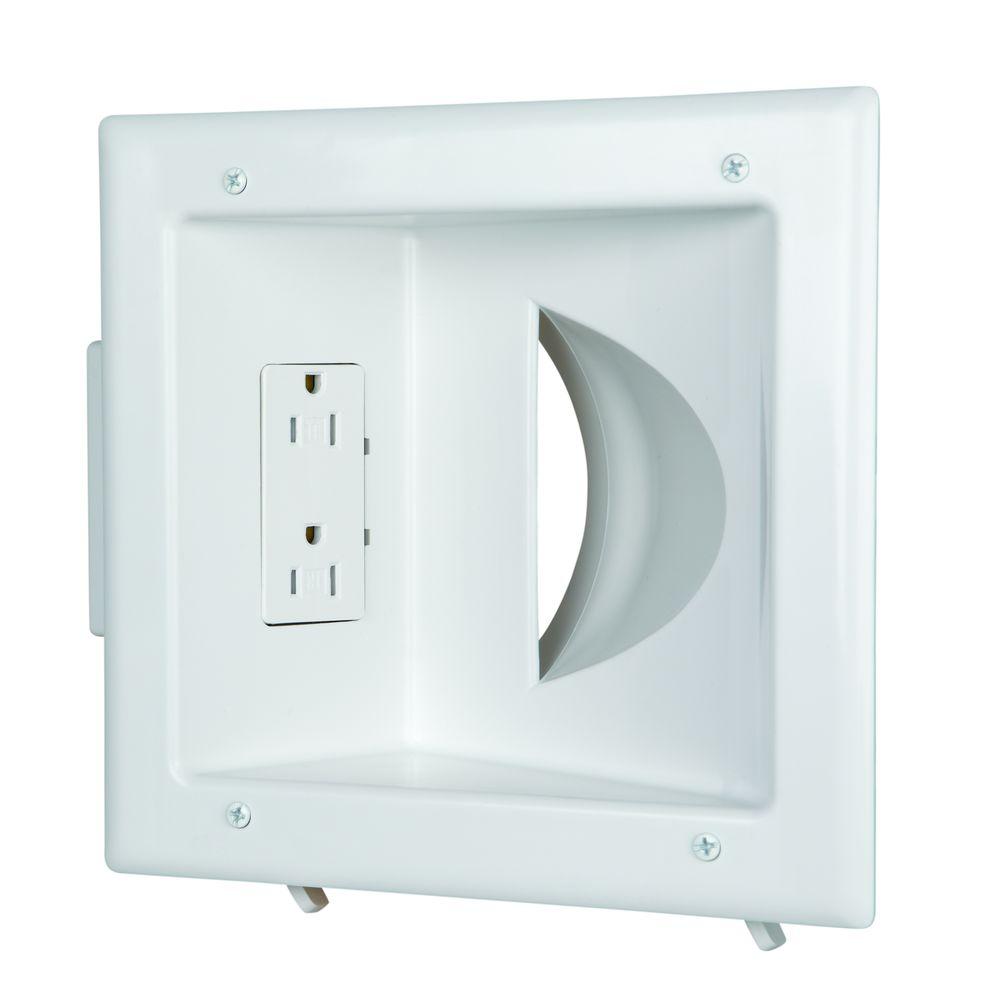 Commercial Electric White 1 Gang Decorator Rocker Duplex Cable Pass Through Wall Plate Pack 5310 Wh The Home Depot - Wall Pass Through For Cables Commercial Electric White 1 Gang Decorator Rocker Duplex Cable Pass Through Wall Plate Pack 5310 Wh The Home Depot - Wall Pass Through For Cables