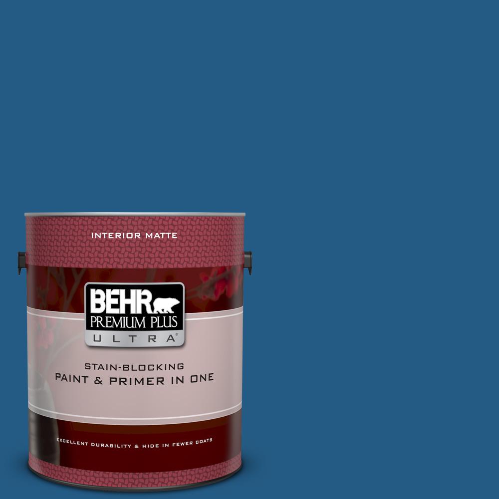 Behr Premium Plus Ultra 1 Gal S H 550 Sapphire Sparkle Matte Interior Paint And Primer In One