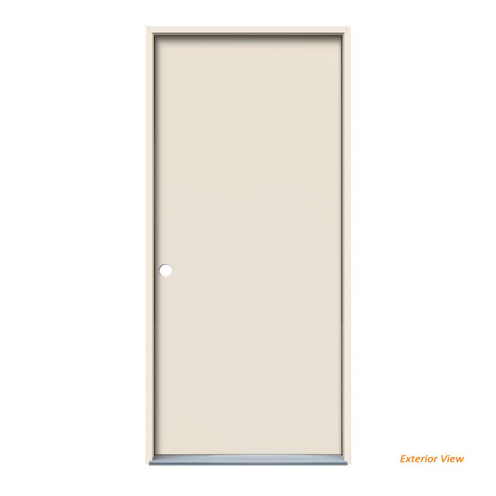 Jeld Wen 36 In X 80 In Flush Primed Right Hand Inswing Steel Prehung Front Door