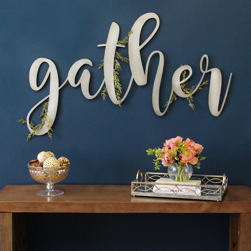 Stratton Home Decor Large Metal Gather Script Sign-S12913 - The Home Depot