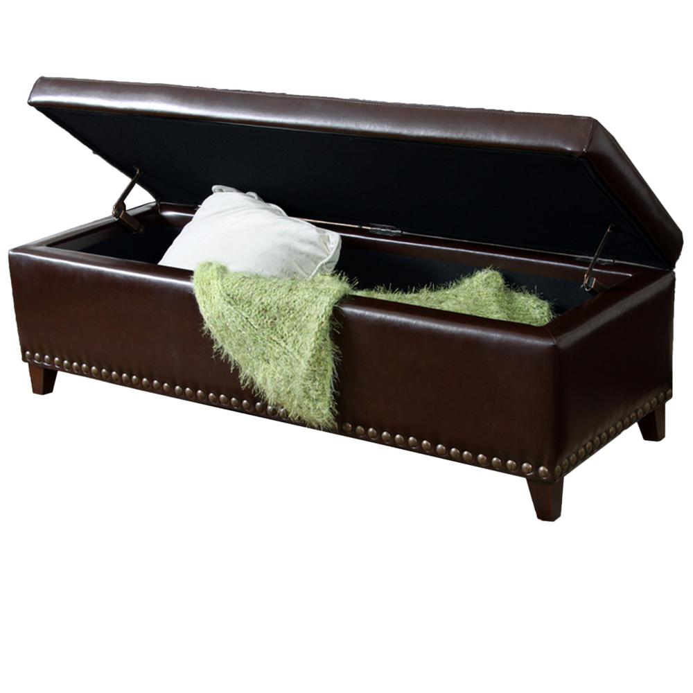 Le House Gavin Foggy Brown Bonded Leather Storage Ottoman 232552 Le House Gavin Foggy Brown Bonded Leather Storage Ottoman