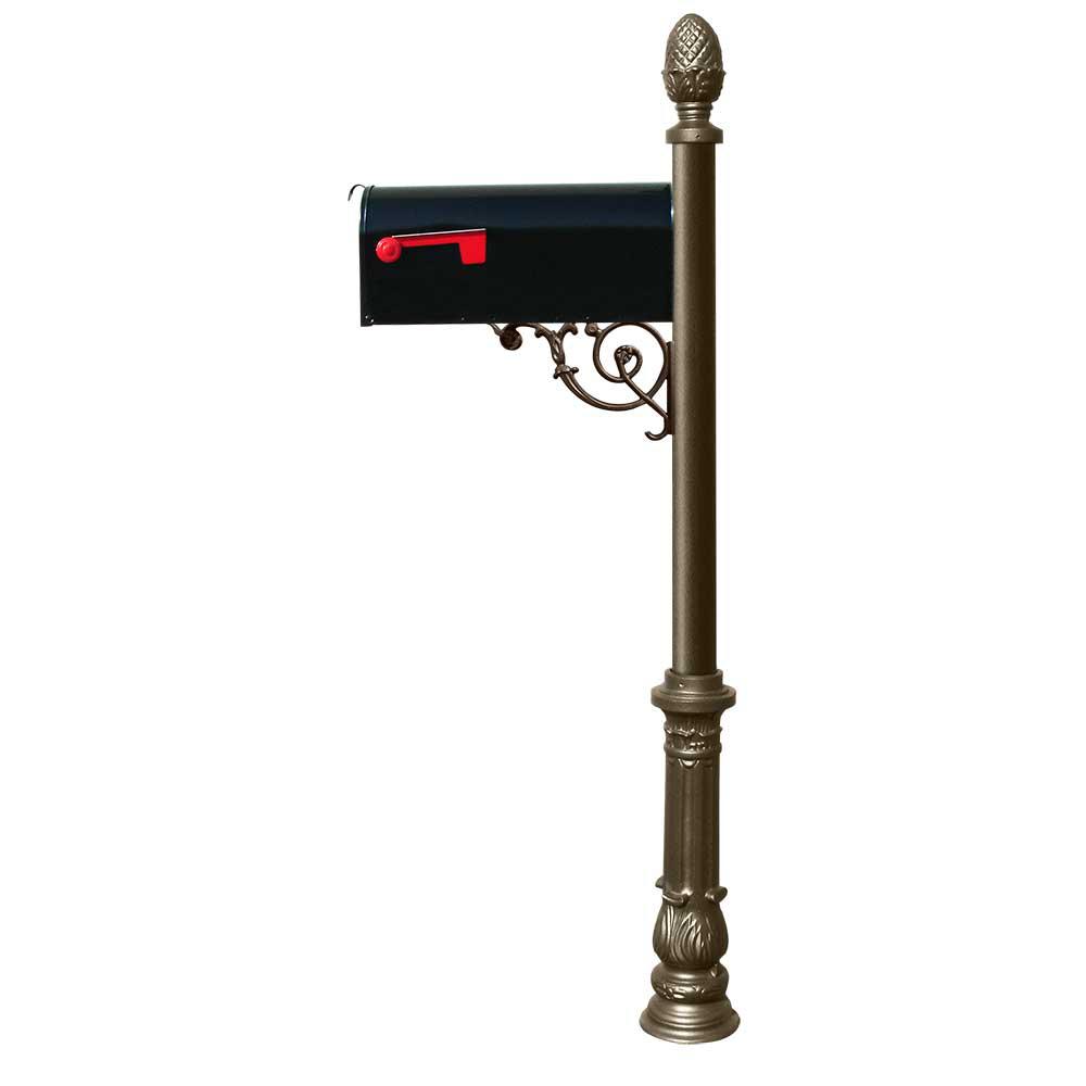 Lewiston Bronze Decorative Post Mounted Mailbox System with NonLocking