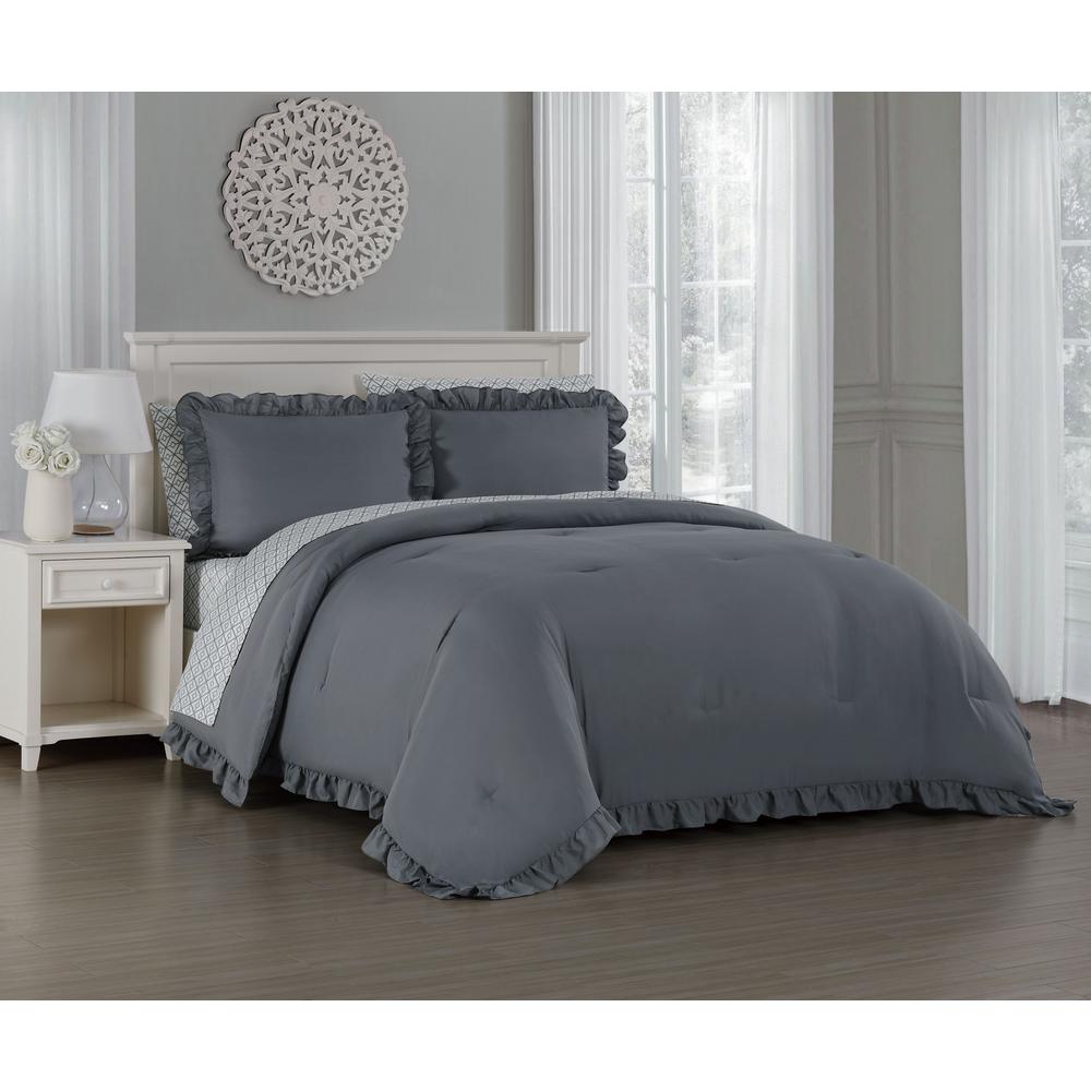 Melody 7 Piece Grey King Bed In A Bag Set Mld7bbkingghgy The