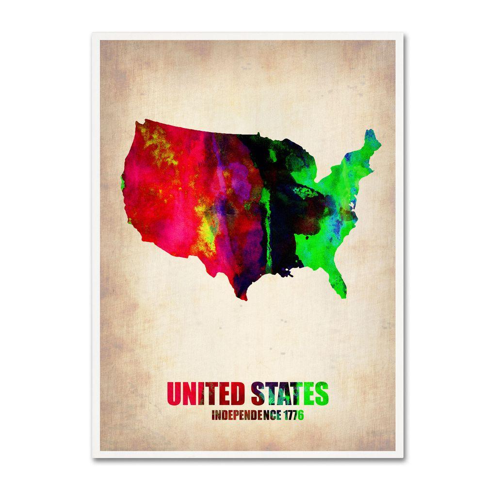 Trademark Fine Art 32 in. x 24 in. United States Watercolor Map Canvas