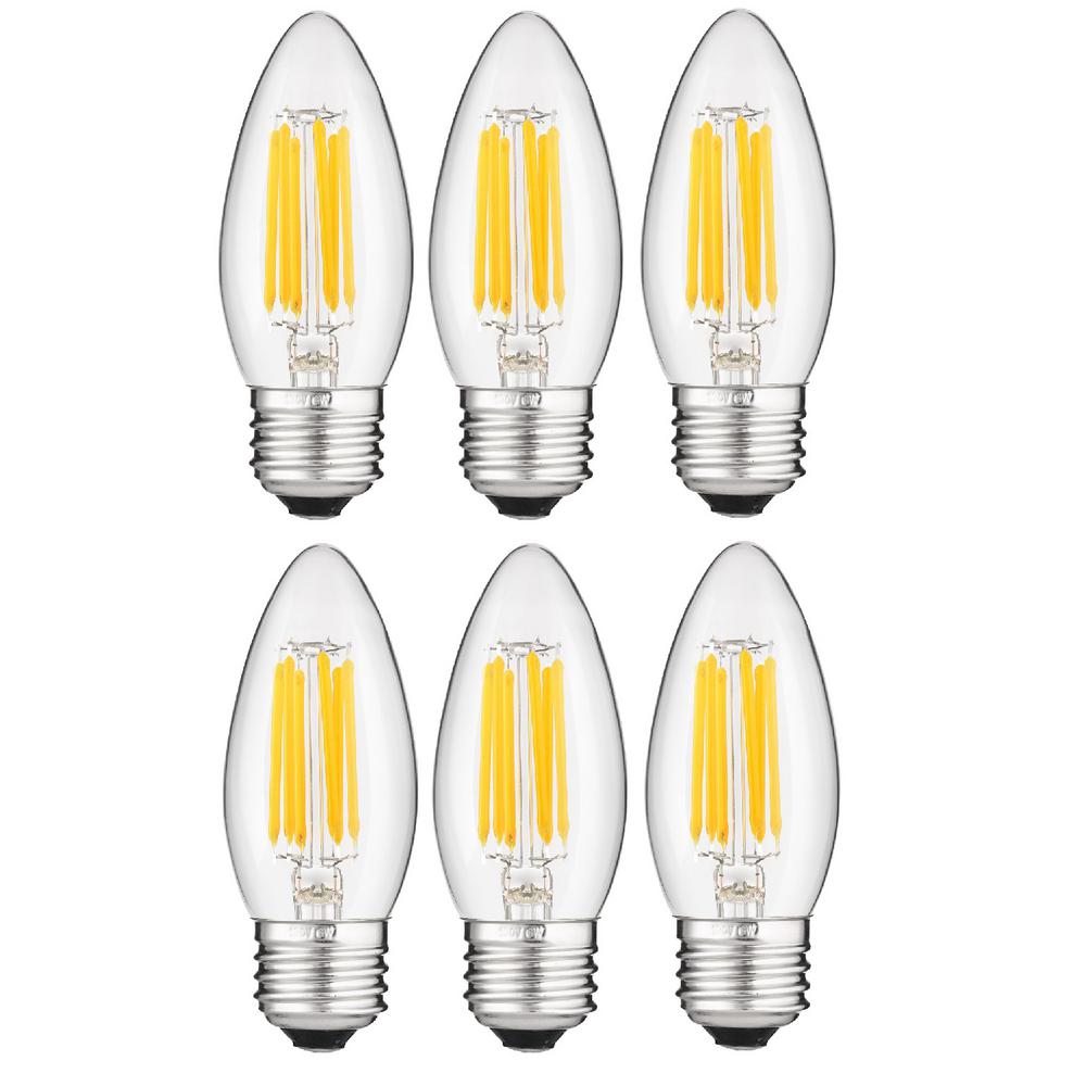 Sunlite 60 Watt Equivalent B11 E26 Base Dimmable Clear Torpedo Candle Led Light Bulb In Daylight 5000k 6 Pack Hd 6 The Home Depot