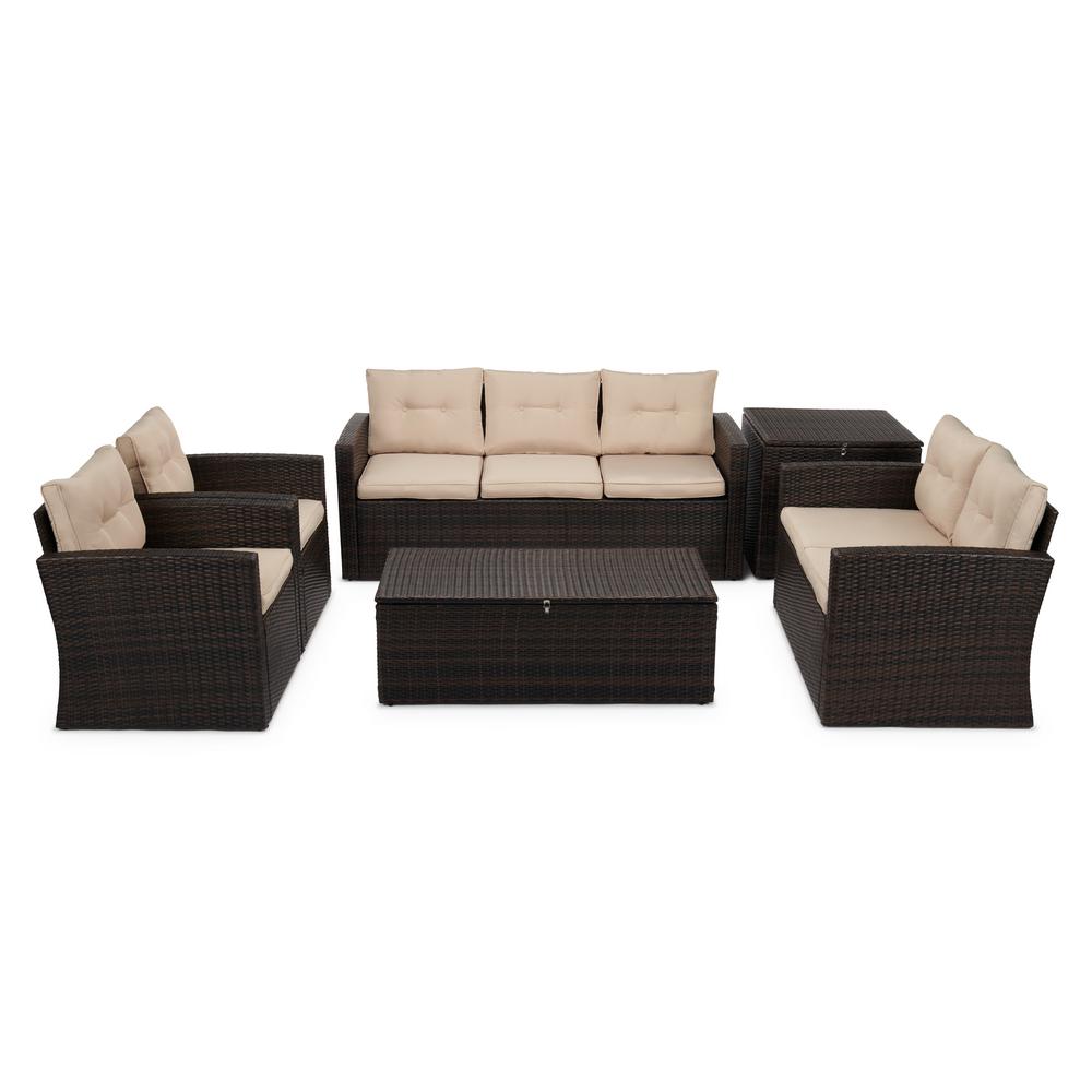 Boyel Living 6-Piece Wicker Outdoor Patio Conversation ...