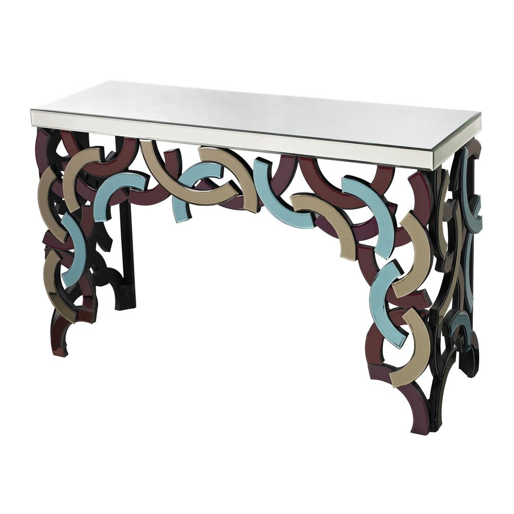 Titan Lighting MultiColored Glass And Mirror Console TableTN892354