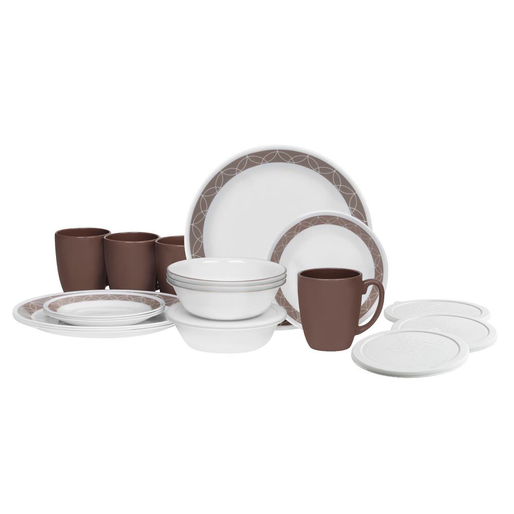 Corelle Livingware 20Piece Set with Lids Sand Sketch, White Shop