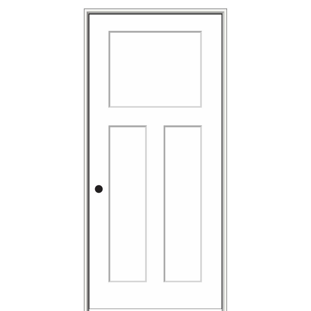Mmi Door 36 In X 80 In Smooth Craftsman 3 Panel Right Hand Solid Core Primed Molded Composite Single Prehung Interior Door