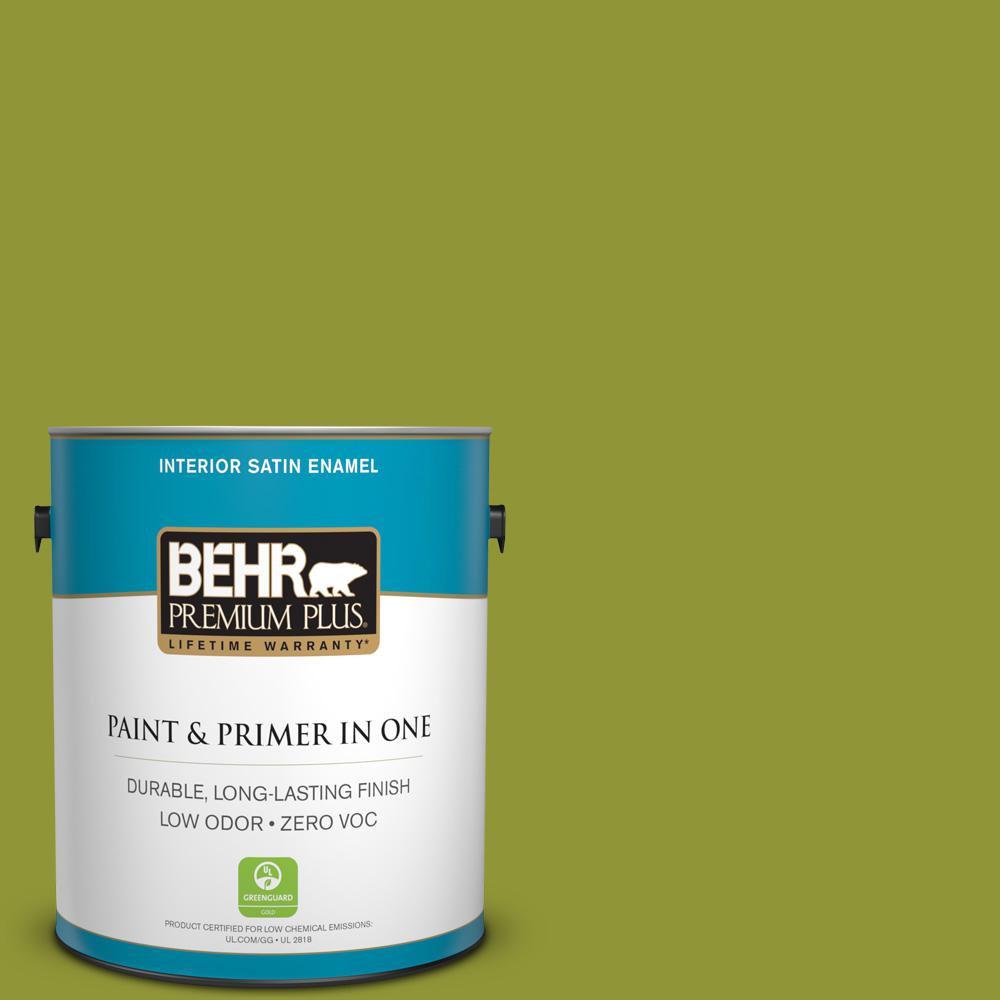BEHR Premium Plus 1 gal. SH410 Appletini Satin Enamel Zero VOC