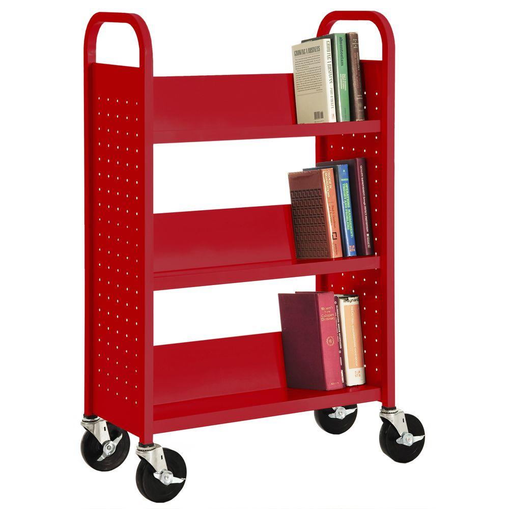 Sandusky Fire Engine Red Mobile Steel Bookcase Sl327 01 The Home