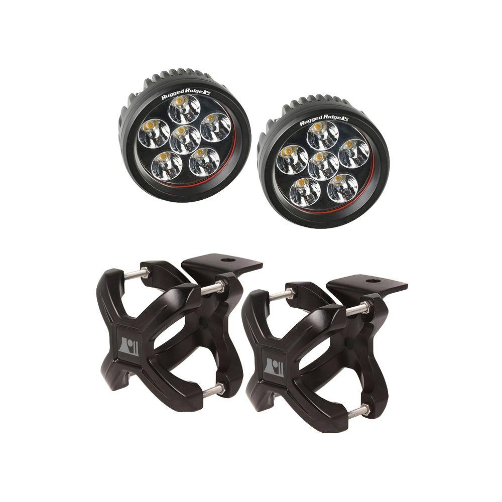 Rugged Ridge 2 25 In To 3 X Clamp Light Mount And 5 Round Rugged Ridge 2 25 In To 3 X Clamp Light Mount And 5