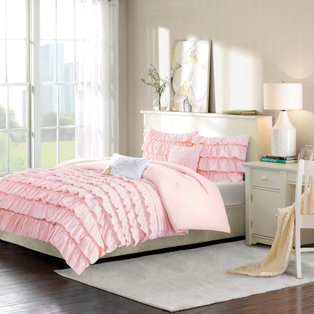 Intelligent Design Demi 5Piece Blush Full/Queen Solid Comforter Set