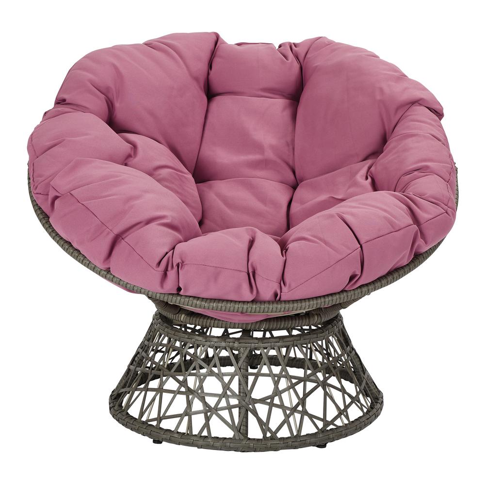Osp Home Furnishings Papasan Chair With Purple Round Pillow Top