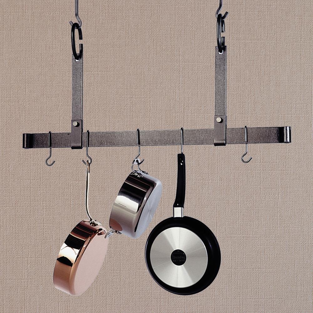 Enclume Handcrafted 36 In Adjule Ceiling Bar With 6 Hooks Adjule Ceiling Bar With 6 Hooks Hammered Steel