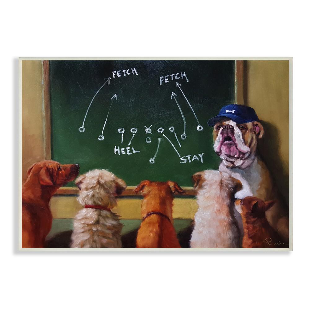 The Stupell Home Decor Collection 12 5 In X 18 5 In Dog Football Team New Tricks Practice Painting By Lucia Heffernan Wood Wall Art Pwp 201 Wd 13x19 The Home Depot