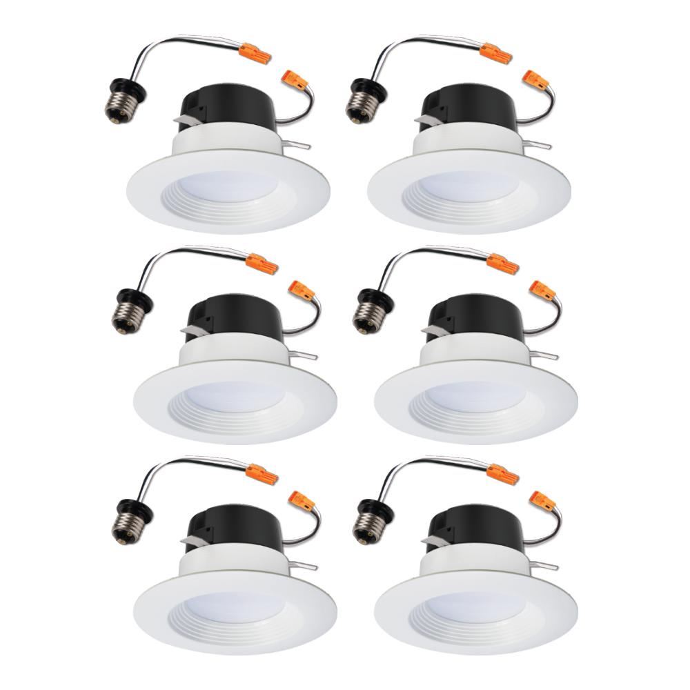 Halo LT 4 in. 2700K White Integrated LED Recessed Ceiling Light Retrofit Trim Warm White (6Pack
