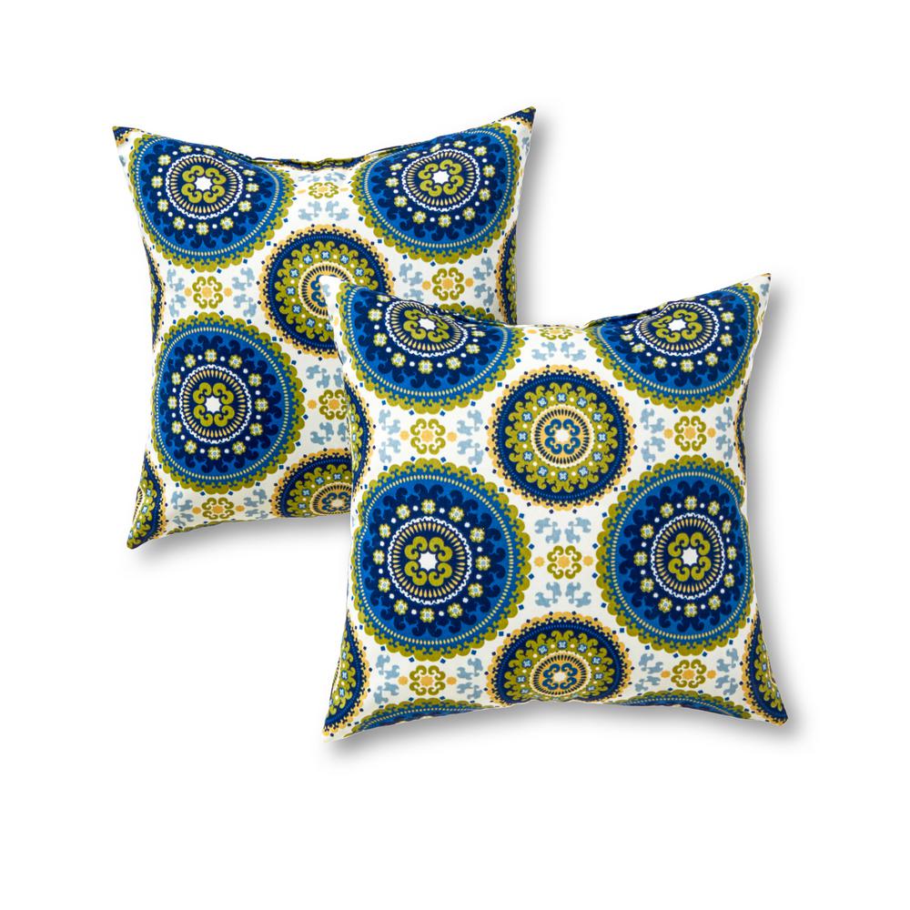 Greendale Home Fashions Summer Medallion Square Outdoor Throw Pillow Summer Medallion Square Outdoor Throw Pillow 2 Pack